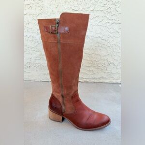 b.o.c Austell Women 9 Wide Calf Knee High Riding Boots Brown Suede Leather Heel